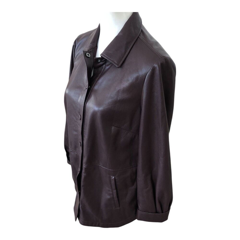 Chico's Chocolate Brown Corpcore Country Western Faux Leather Snap‎ Jacket  S - Picture 4 of 16